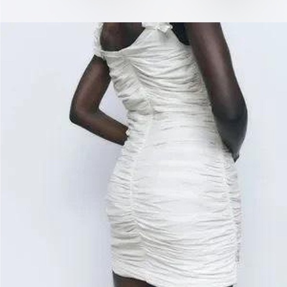 Zara oyster white linen blend dress size medium new with tags - Picture 4 of 4